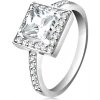 Šperky eshop - Prsteň zo striebra 925, číry zirkónový štvorec, ligotavá obruba, zdobené ramená K01.03 - Veľkosť: 48 mm Šperky eshop - Prsteň zo striebra 925, číry zirkónový štvorec, ligotavá obruba, zdobené ramená K01.03 - Veľkosť: 48 mm