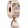 Pandora Bronzová klipová korálka Rose Zavesené srdce 782253C01 Pandora Bronzová klipová korálka Rose Zavesené srdce 782253C01