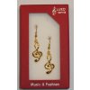 Husľový kľúč, malý, pozlátený, náušnice Husľový kľúč, malý, pozlátený, náušnice