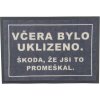 GDmats , Rohožka Včera bolo upratané (škoda že si to premeškal) 40x60 cm – na von aj na doma, 40x60, šedá GDmats , Rohožka Včera bolo upratané (škoda že si to premeškal) 40x60 cm – na von aj na doma, 40x60, šedá