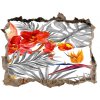 Díra 3D fototapeta nálepka Plameniaky a kvety 95x64 cm Díra 3D fototapeta nálepka Plameniaky a kvety 95x64 cm