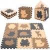KIK Kontrastné penové puzzle 85 cm x 85 cm 9 ks hnedá krémová KIK Kontrastné penové puzzle 85 cm x 85 cm 9 ks hnedá krémová