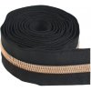 Zips metráž / 5 mm / čierny / zúbky ružové zlato Zips metráž / 5 mm / čierny / zúbky ružové zlato