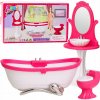 Kúpeľňová Súprava pre Bábiky Vaňa Toaleta Umývadlo so Zrkadlom Kúpeľňová Súprava pre Bábiky Vaňa Toaleta Umývadlo so Zrkadlom