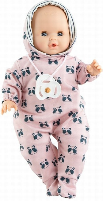 Paola Rein Alex Realistické miminko holčička Sonia v růžové pandí kombinézea a Sonia 36 cm