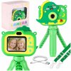 KIK Detský digitálny fotoaparát Dinosaurus na statíve duálna kamera 1080P 2.0'' IPS zelený 3+ KIK Detský digitálny fotoaparát Dinosaurus na statíve duálna kamera 1080P 2.0'' IPS zelený 3+
