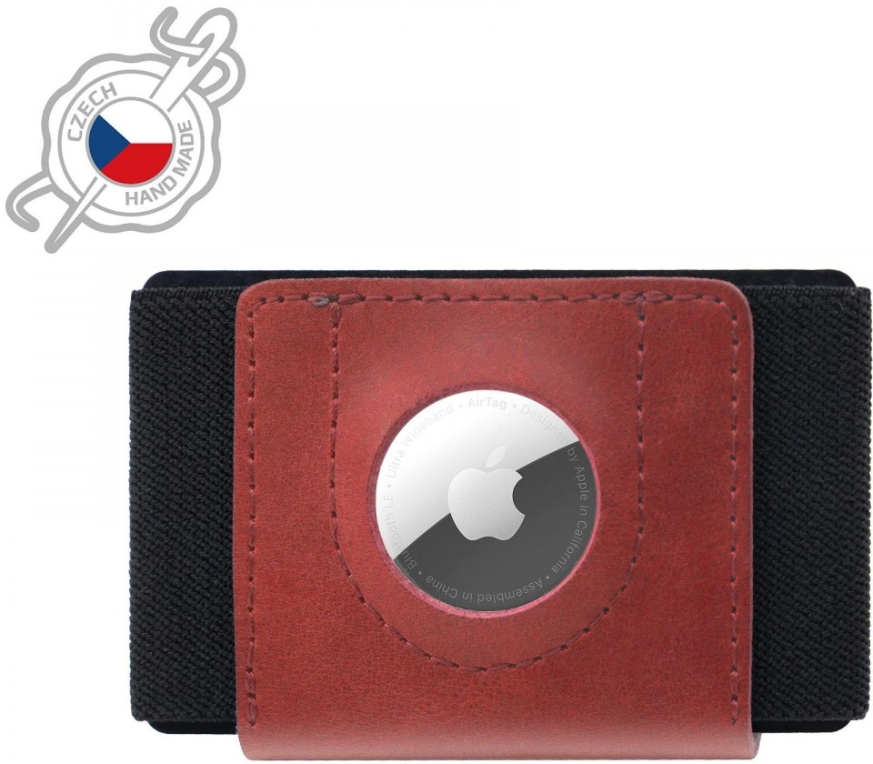Fixed kožená peňaženka Tiny for AirTag z pravé hovězí kůže FIXWAT STN2 RD