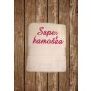 Vyšívaná osuška s nápisom Super kamoška Farba osušky: Tmavohnedá, Farba výšivky: Tyrkys Vyšívaná osuška s nápisom Super kamoška Farba osušky: Tmavohnedá, Farba výšivky: Tyrkys