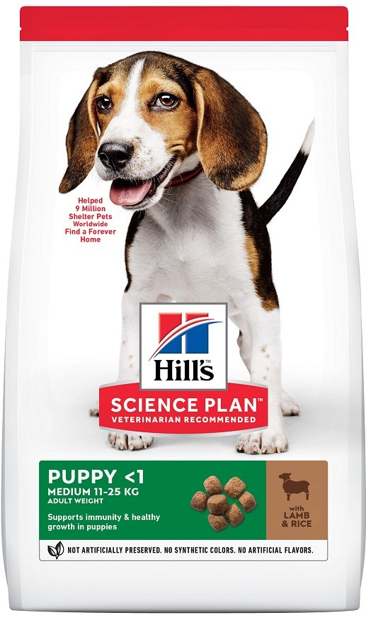 Hill\'s Science Plan Puppy Medium krmivo s jahňacím a ryžou 18 kg.