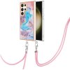 Gumený kryt Electroplating Lanyard na Samsung Galaxy S24 Ultra 5G - Milky Way Blue Marble Gumený kryt Electroplating Lanyard na Samsung Galaxy S24 Ultra 5G - Milky Way Blue Marble