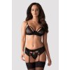 Čierny set podprsenka + podväzkový pás + tangá Wonderia Čierny set podprsenka + podväzkový pás + tangá Wonderia