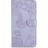 Peňaženkové puzdro Embossing Pattern Motýľ a ruže fialové – Motorola Moto G34 5G Peňaženkové puzdro Embossing Pattern Motýľ a ruže fialové – Motorola Moto G34 5G