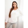 Kesi Dámsky sveter z viskózy s dlhým rukávom a okrúhlym výstrihom biely Biela Kesi Dámsky sveter z viskózy s dlhým rukávom a okrúhlym výstrihom biely Biela