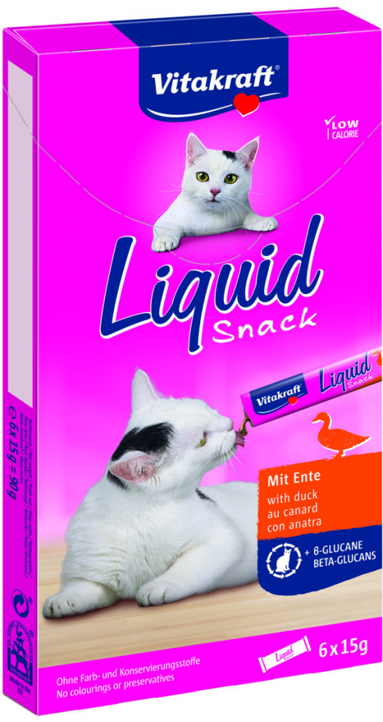 Vitakraft Cat Liquid snack s kachnou a beta glukany 6 x 15 g