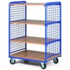 Policový vozík, 4 police, 2 bočnice s drôtenou výplňou, nosnosť 400 kg Policový vozík, 4 police, 2 bočnice s drôtenou výplňou, nosnosť 400 kg