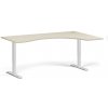 Ergonomický výškovo nastaviteľný stôl, 180x120 cm, 1 motor, L/P, biela podnož, breza Ergonomický výškovo nastaviteľný stôl, 180x120 cm, 1 motor, L/P, biela podnož, breza