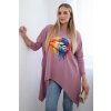 Oversize blouse with rainbow lip print navy pink ružová One size Kesi 5907302344328 Oversize blouse with rainbow lip print navy pink ružová One size Kesi 5907302344328
