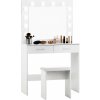 Aga MRDT11-MW toaletný stolík so zrkadlom a osvetlením taburet matný biely