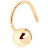 Šperky eshop - Zahnutý piercing do nosa v žltom 14K zlate - lesklá pologulička S2GG95.33 Šperky eshop - Zahnutý piercing do nosa v žltom 14K zlate - lesklá pologulička S2GG95.33