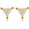 Šperky eshop - Diamantové puzetové náušnice v žltom 14K zlate - trojuholník s čírymi briliantmi S3BT506.54 Šperky eshop - Diamantové puzetové náušnice v žltom 14K zlate - trojuholník s čírymi briliantmi S3BT506.54