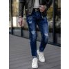 Tmavomodré pánske slim fit rifle s trakmi Bolf KS2056 Tmavomodré pánske slim fit rifle s trakmi Bolf KS2056