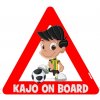 nálepka na auto - trojuholník s vlastným textom - postavička Kajo nálepka na auto - trojuholník s vlastným textom - postavička Kajo
