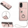 Kožený kryt Organ Ring na Oppo A38 - Ružová Kožený kryt Organ Ring na Oppo A38 - Ružová