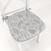 Biante Oblý podsedák Leona LN-169 Biele listy na sivom - 39x37x3 cm Biante Oblý podsedák Leona LN-169 Biele listy na sivom - 39x37x3 cm
