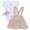 Mušelínová suknička s lacnom bodýčko a čelenka 3D sada biela/béžová