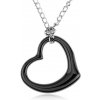 Šperky eshop - Oceľový náhrdelník, čierna keramická kontúra srdca, retiazka striebornej farby SP44.28 Šperky eshop - Oceľový náhrdelník, čierna keramická kontúra srdca, retiazka striebornej farby SP44.28