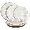 Asir | 24-dielna jedálenská súprava, biela/strieborná, porcelán | 710KTP3437 Asir | 24-dielna jedálenská súprava, biela/strieborná, porcelán | 710KTP3437
