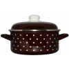 Kastrol Metalac hnědý puntík, mělký kastrol Standard s poklicí 14 cm, 1 l Kastrol Metalac hnědý puntík, mělký kastrol Standard s poklicí 14 cm, 1 l