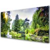 Obraz na skle Les vodopád slnko príroda 100x50 cm Obraz na skle Les vodopád slnko príroda 100x50 cm