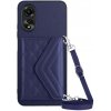 Kožený kryt Rhombic Lanyard na Oppo A38 - Tmavá fialová Kožený kryt Rhombic Lanyard na Oppo A38 - Tmavá fialová
