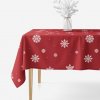 Goldea vianočný hranatý obrus 100% bavlnené plátno - snehové vločky na červenej 120x160 cm