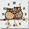 Sklenené hodiny štvorec Dve sovy na vetve 30x30 cm Sklenené hodiny štvorec Dve sovy na vetve 30x30 cm