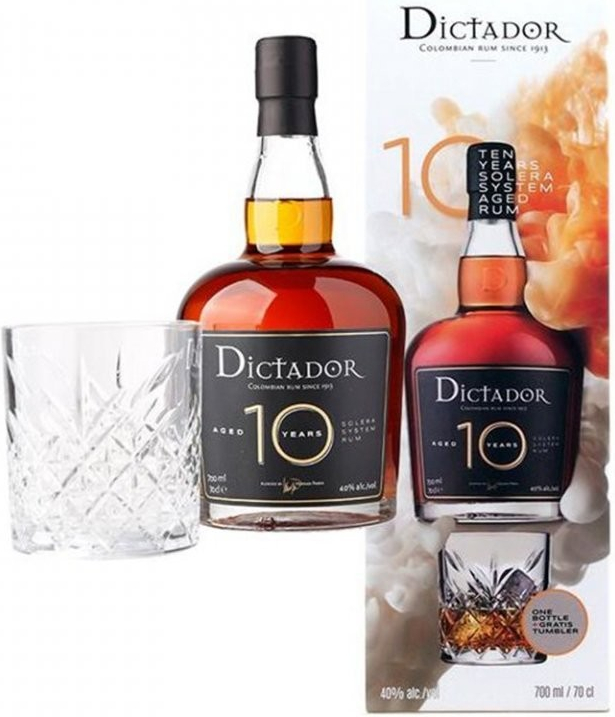 Dictador 10y 40% 0,7 l (dárčekové balenie s 1 pohárom)