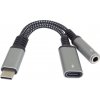PremiumCord Redukce USB-C /3,5mm jack s DAC chipem + USB-C pro nabíjení 13cm 8592220022891 PremiumCord Redukce USB-C /3,5mm jack s DAC chipem + USB-C pro nabíjení 13cm 8592220022891