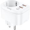 Hoco NS3 sieťová nabíjačka 2x USB QC3 3A / USB-C 20W PD + zásuvka, biela Hoco NS3 sieťová nabíjačka 2x USB QC3 3A / USB-C 20W PD + zásuvka, biela
