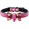 JK ANIMALS kožený obojok s mašľou, ružový, 1,4×35 cm JK ANIMALS kožený obojok s mašľou, ružový, 1,4×35 cm