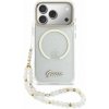 Guess IML Glitter Script Strap MagSafe Zadní Kryt pre iPhone 17 Pro Max Transparent