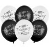 Party Balóny Happy Birthday 30 cm - čierno biele, mix 6 ks Party Balóny Happy Birthday 30 cm - čierno biele, mix 6 ks