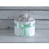 TortaNEtorta Mini plienková torta s uspávacím medvedíkom Mint stuha a náplň pre chlapčeka, Korpus plienkovej torty: Tetra plienka, varianta: Bábätko sa narodilo a má asi mesiac TortaNEtorta Mini plienková torta s uspávacím medvedíkom Mint stuha a náplň pre chlapčeka, Korpus plienkovej torty: Tetra plienka, varianta: Bábätko sa narodilo a má asi mesiac