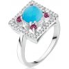 Šperky eshop - Prsteň - zirkónový štvorec, tyrkysový kamienok, zo striebra 925 BB17.05 - Veľkosť: 55 mm Šperky eshop - Prsteň - zirkónový štvorec, tyrkysový kamienok, zo striebra 925 BB17.05 - Veľkosť: 55 mm