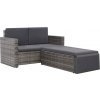 vidaXL 2-dielna záhradná obývacia súprava s vankúšmi Poly Rattan Šedá vidaXL 2-dielna záhradná obývacia súprava s vankúšmi Poly Rattan Šedá