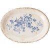 Clayre & Eef Keramický oválny podnos s modrými ružami 25x18x3cm