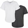 Urban Classics Pánske tričká Boys Long Shaped Turnup Tee 2-Pack Farba: charcoal+white, Veľkosť: 152 cm