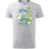 Stymio detské tričko Play With Joy dinosaurus svetlosivý melír