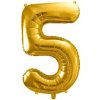 PartyDeco Fóliový balón Číslo 5 zlatý 86cm (Narodeninový fóliový balón číslo päť, vhodný na plnenie vzduchom aj héliom.) PartyDeco Fóliový balón Číslo 5 zlatý 86cm (Narodeninový fóliový balón číslo päť, vhodný na plnenie vzduchom aj héliom.)