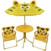 STREND Detský záhradný set LEQ MELISENDA Tiger, slnečník 105 cm, stôl 50 cm, 2 stoličky, žltý